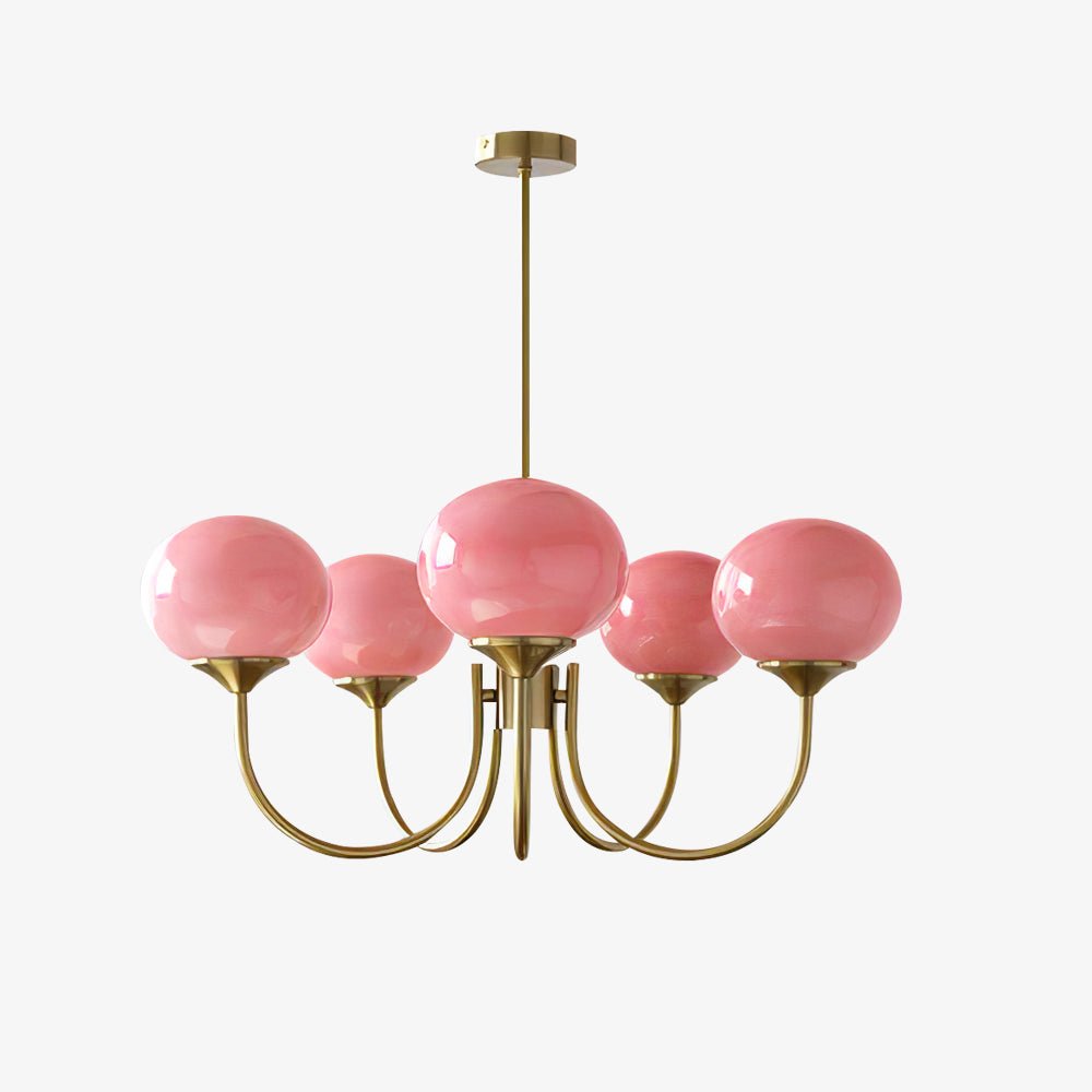 Metal Frame Spherical Glass Shade Chandelier, 24 Inch Diameter | Temsk