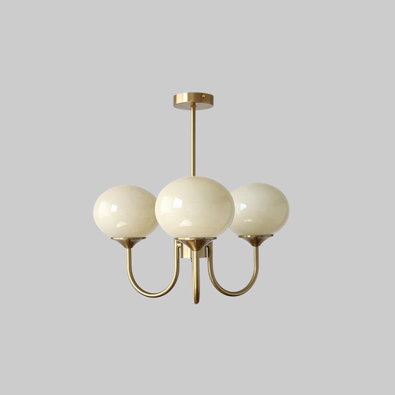 Metal Frame Spherical Glass Shade Chandelier, 24 Inch Diameter | Temsk