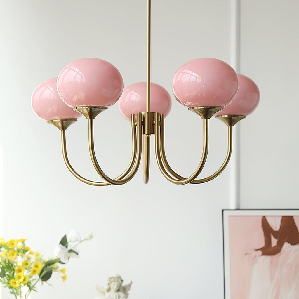 Metal Frame Spherical Glass Shade Chandelier, 24 Inch Diameter | Temsk