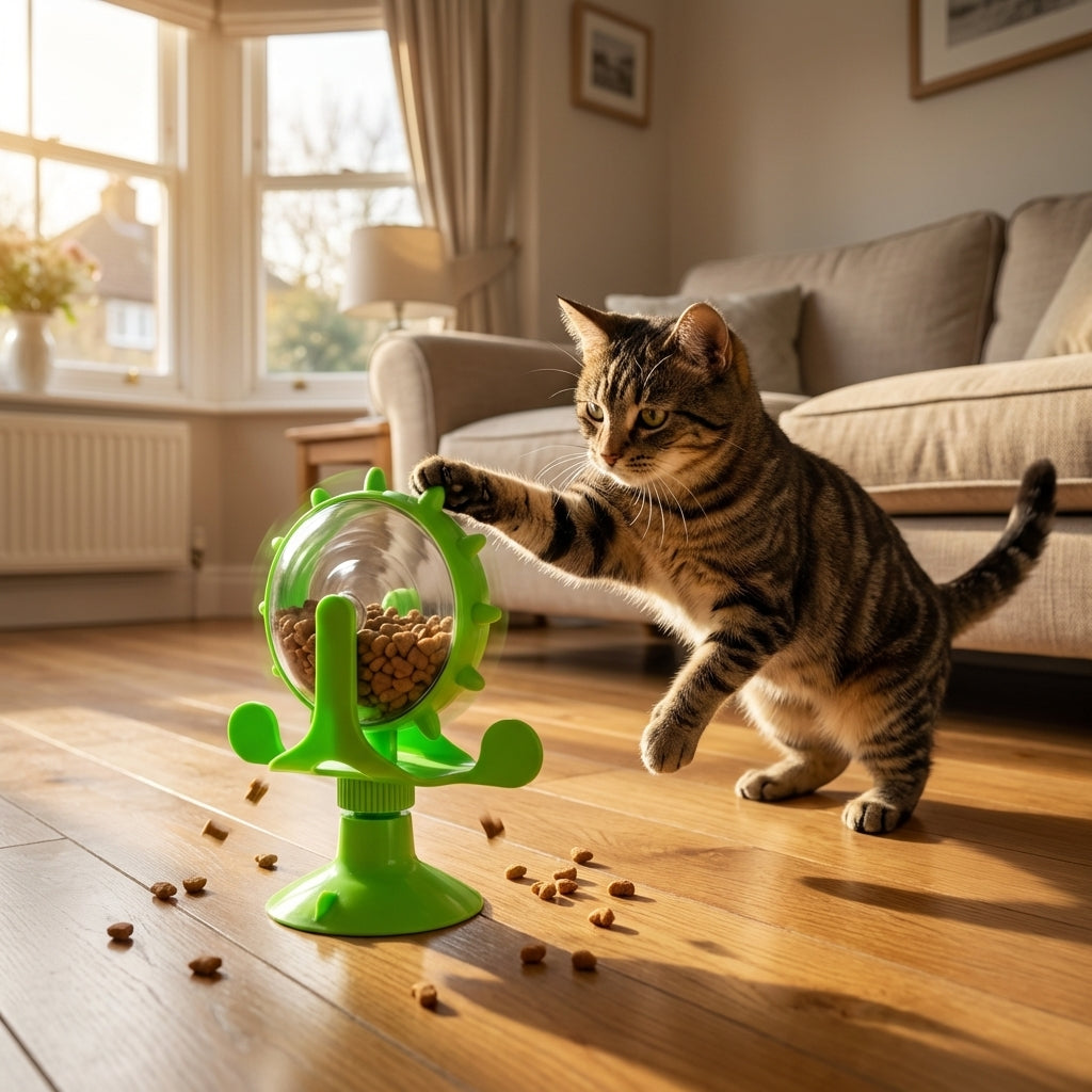 Rotating Treat Dispenser For Cats And Dogs With Suction Base ABS And TPR | Temsk