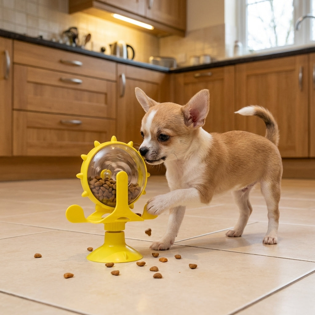 Rotating Treat Dispenser For Cats And Dogs With Suction Base ABS And TPR | Temsk