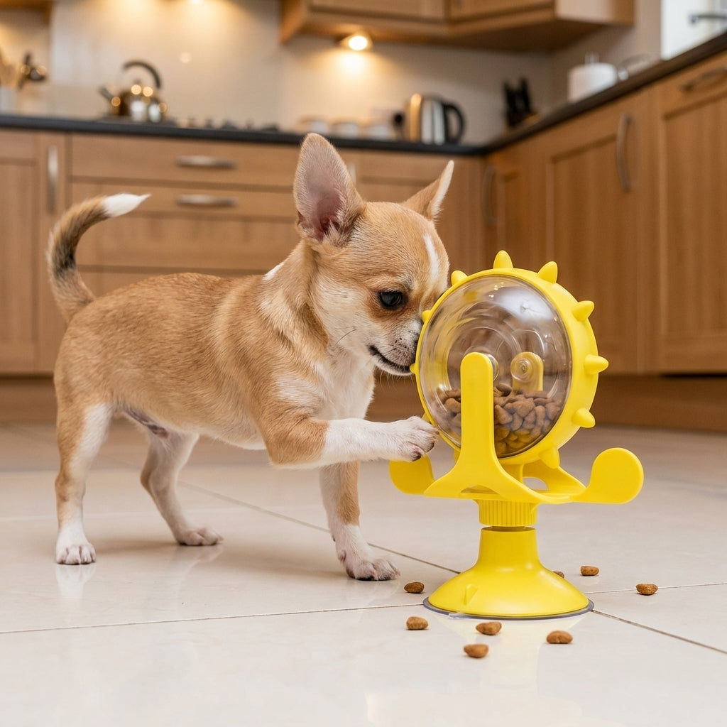 Rotating Treat Dispenser For Cats And Dogs With Suction Base ABS And TPR | Temsk