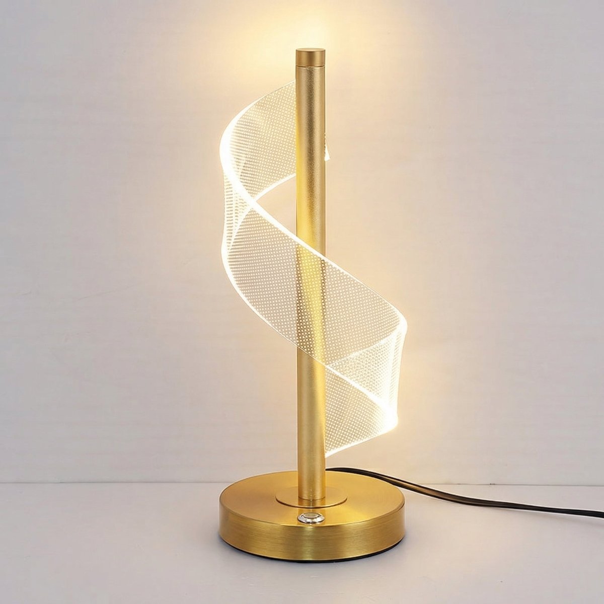 LED spirálová stolní lampa s kovovou základnou, výška 18 palců | Temsk