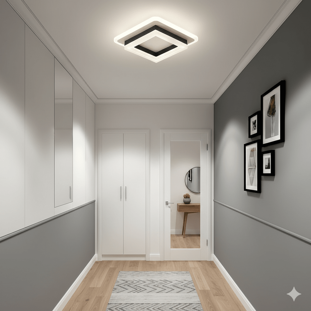 Overlapping Square Frame Ceiling Light Fixture, Modern Design | Temsk