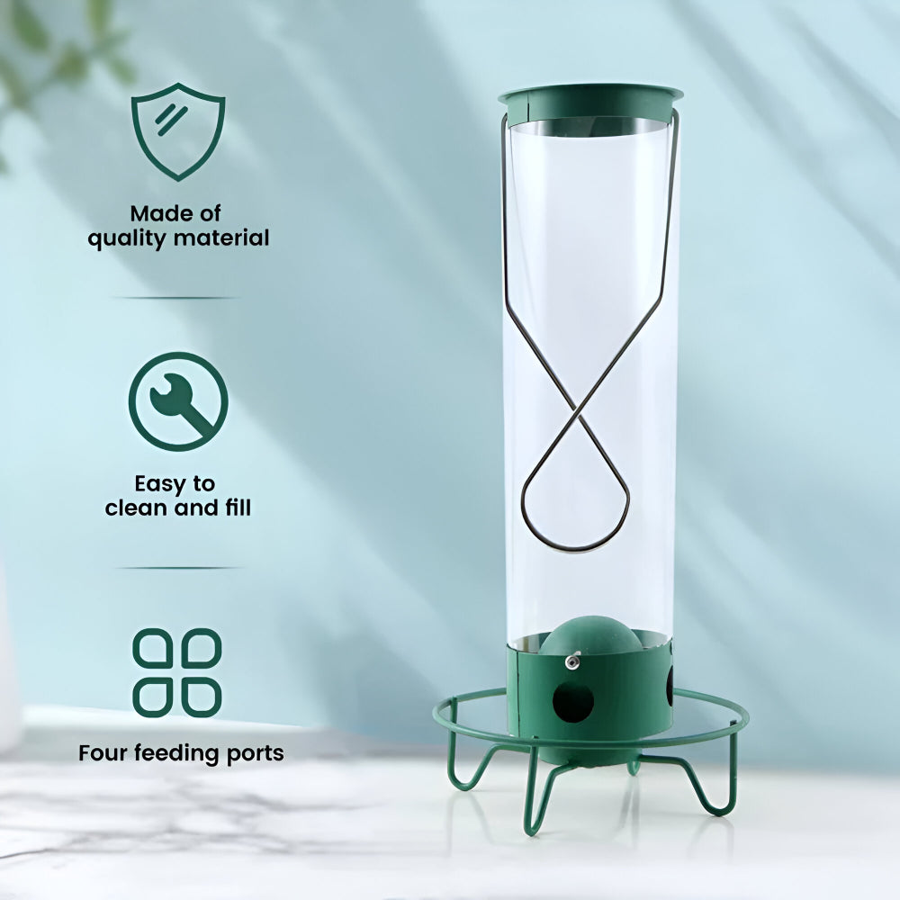 Metal Squirrel Resistant Tube Bird Feeder For Outdoor Backyard Use | Temsk