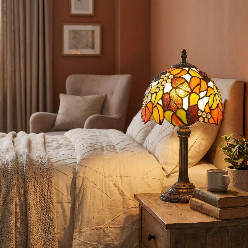 Decorative Shade Stained Glass Table Lamp, 16 Inches Tall | Temsk