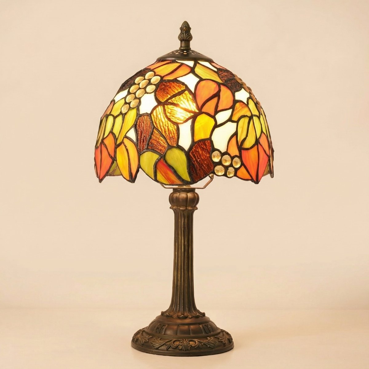 Decorative Shade Stained Glass Table Lamp, 16 Inches Tall | Temsk