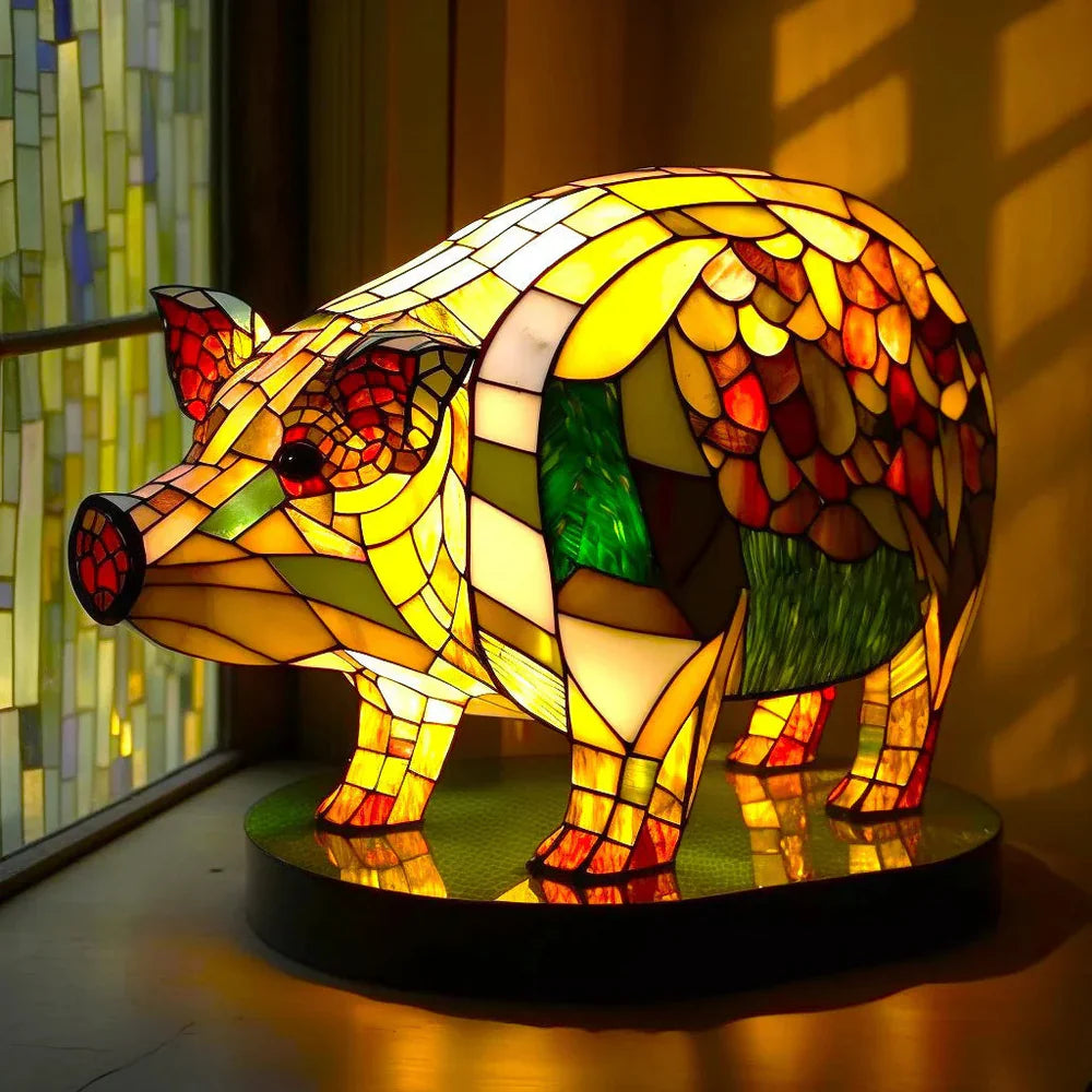 Stained Glass Lamp Animal Table Sculpture For Home Decor | Temsk