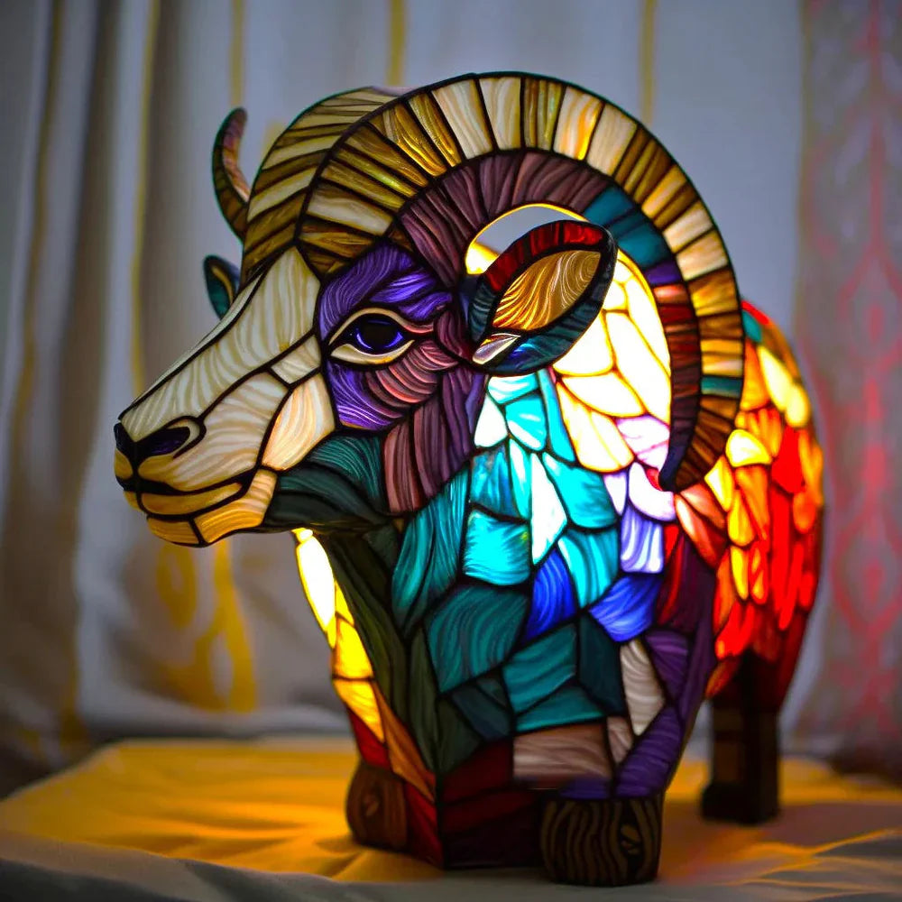 Stained Glass Lamp Animal Table Sculpture For Home Decor | Temsk