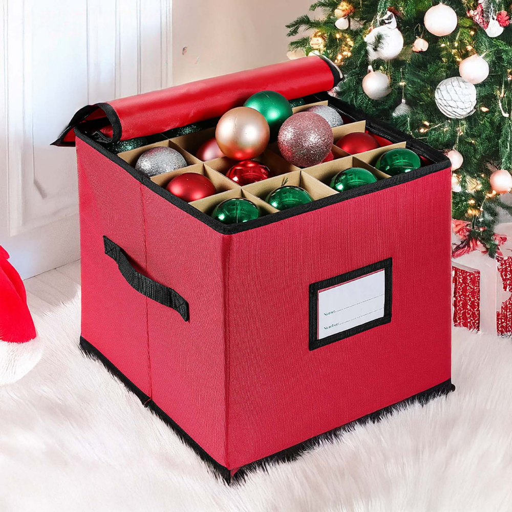 Ornament-Aufbewahrungsbox mit 3 Fächern, 600D Oxford für Weihnachtsdekoration | Temsk