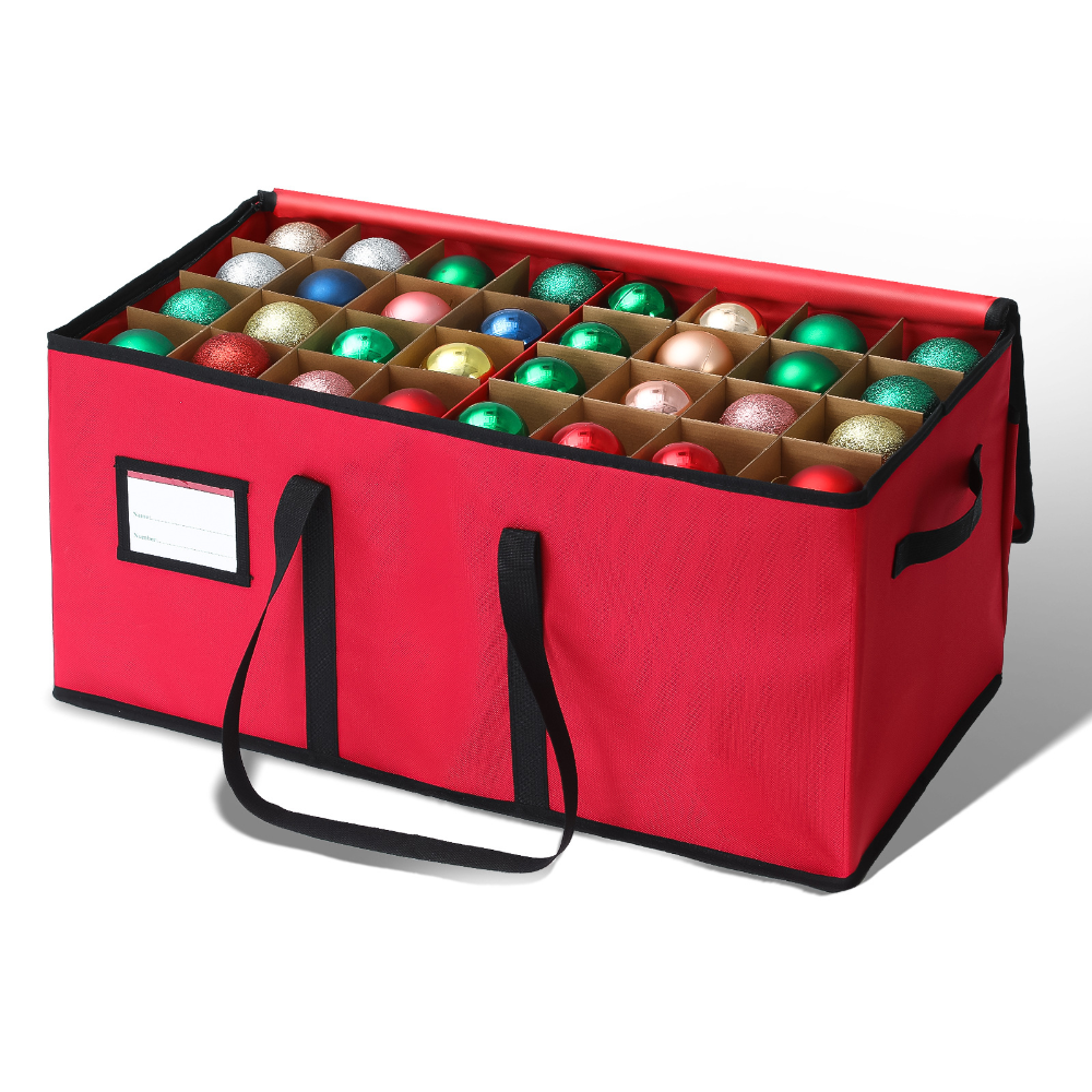 Ornament-Aufbewahrungsbox mit 3 Fächern, 600D Oxford für Weihnachtsdekoration | Temsk