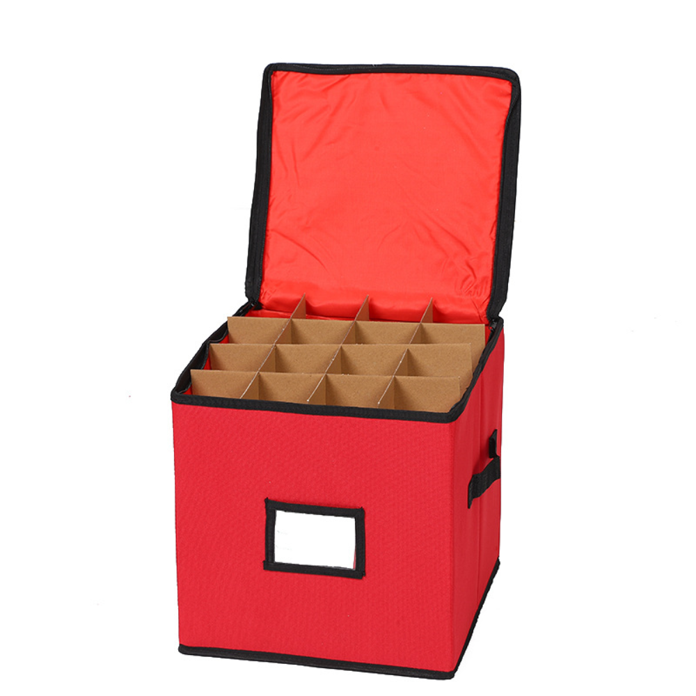 Ornament-Aufbewahrungsbox mit 3 Fächern, 600D Oxford für Weihnachtsdekoration | Temsk