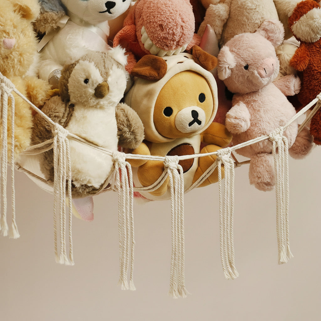 Macrame Hanging Toy Hammock Organizer For Stuffed Animals | Temsk