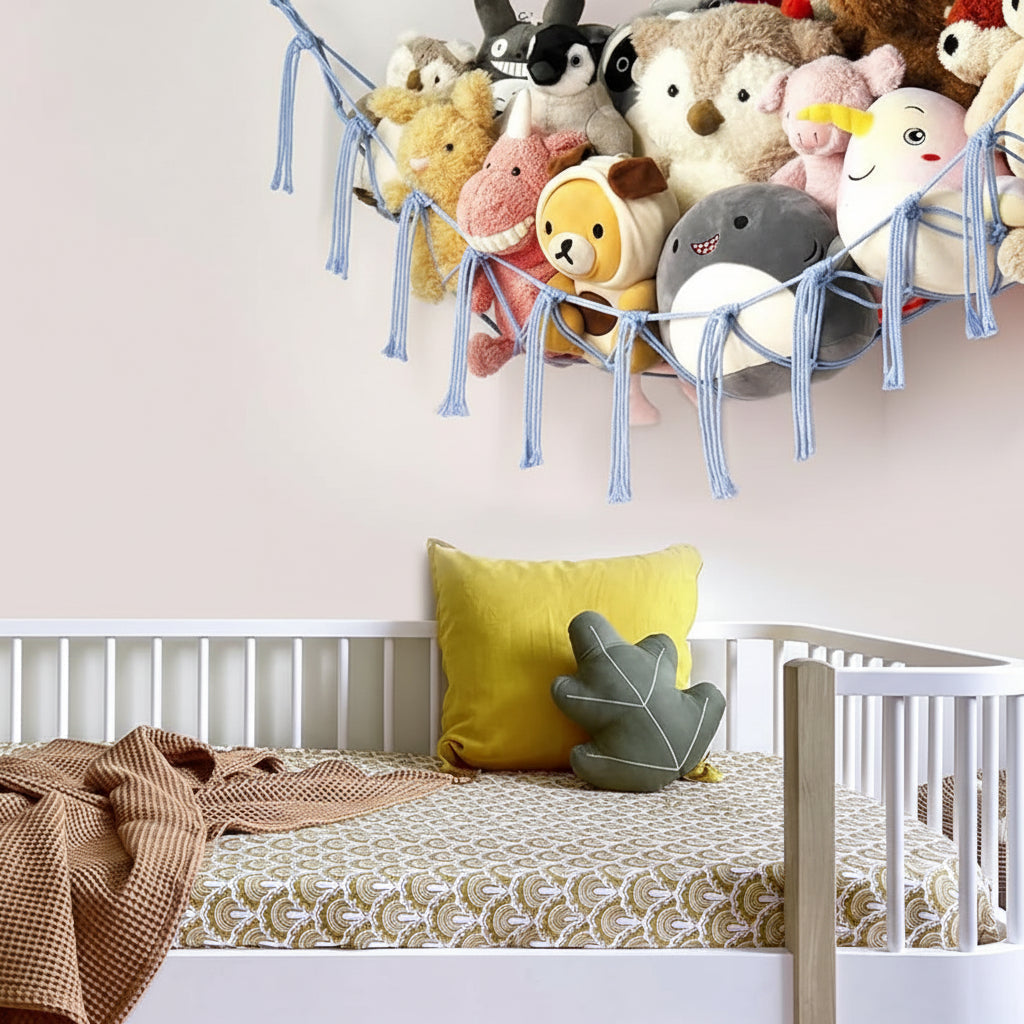Macrame Hanging Toy Hammock Organizer For Stuffed Animals | Temsk