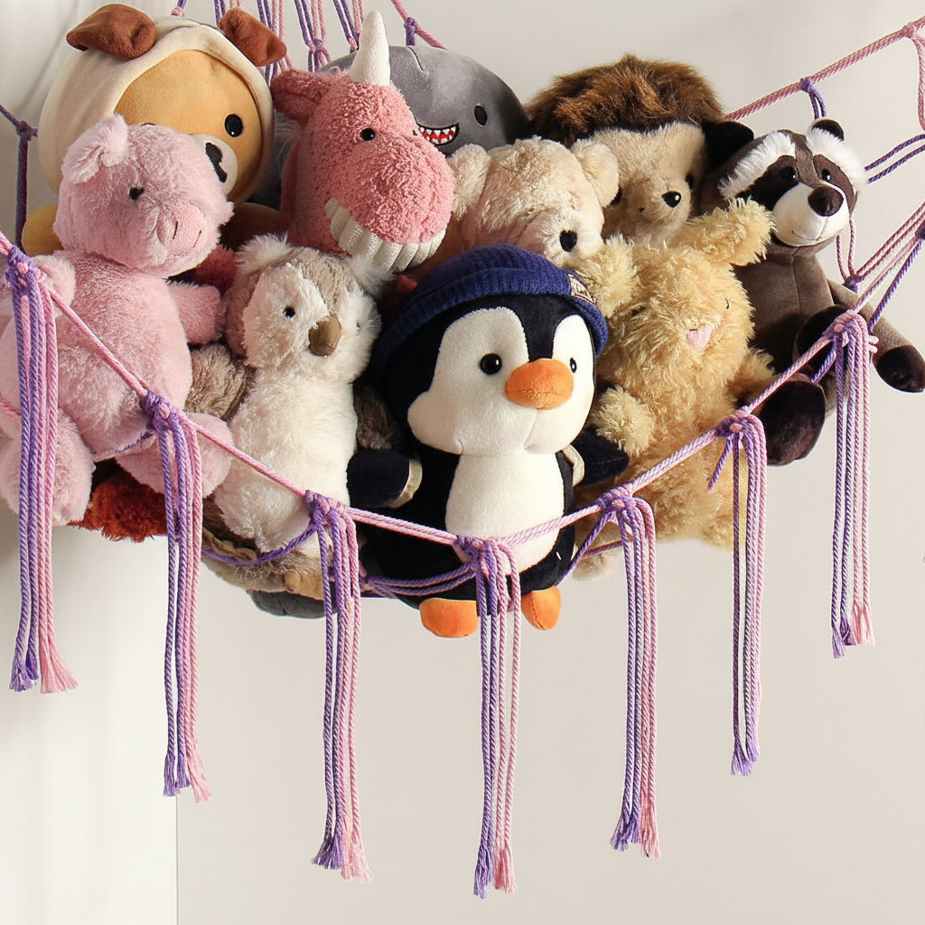 Macrame Hanging Toy Hammock Organizer For Stuffed Animals | Temsk