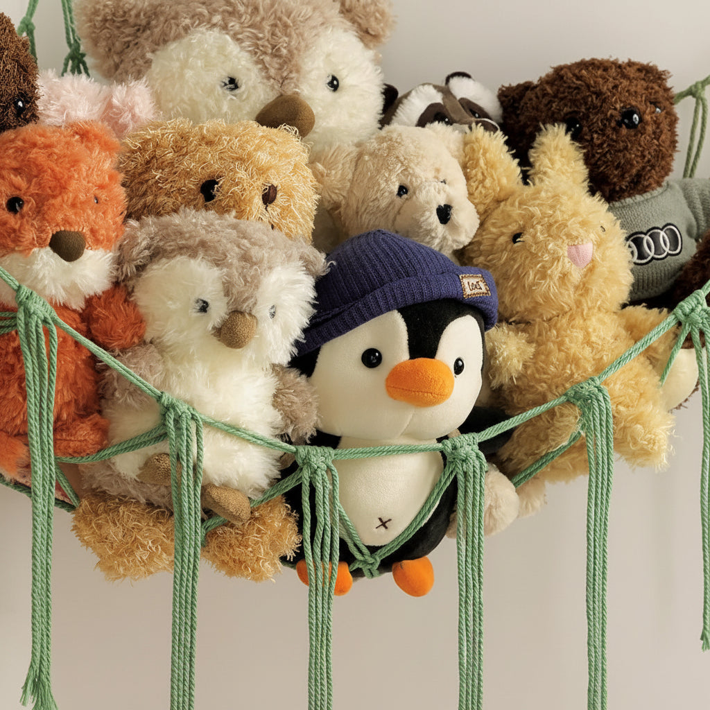Macrame Hanging Toy Hammock Organizer For Stuffed Animals | Temsk