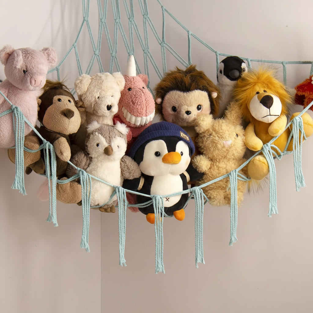 Macrame Hanging Toy Hammock Organizer For Stuffed Animals | Temsk