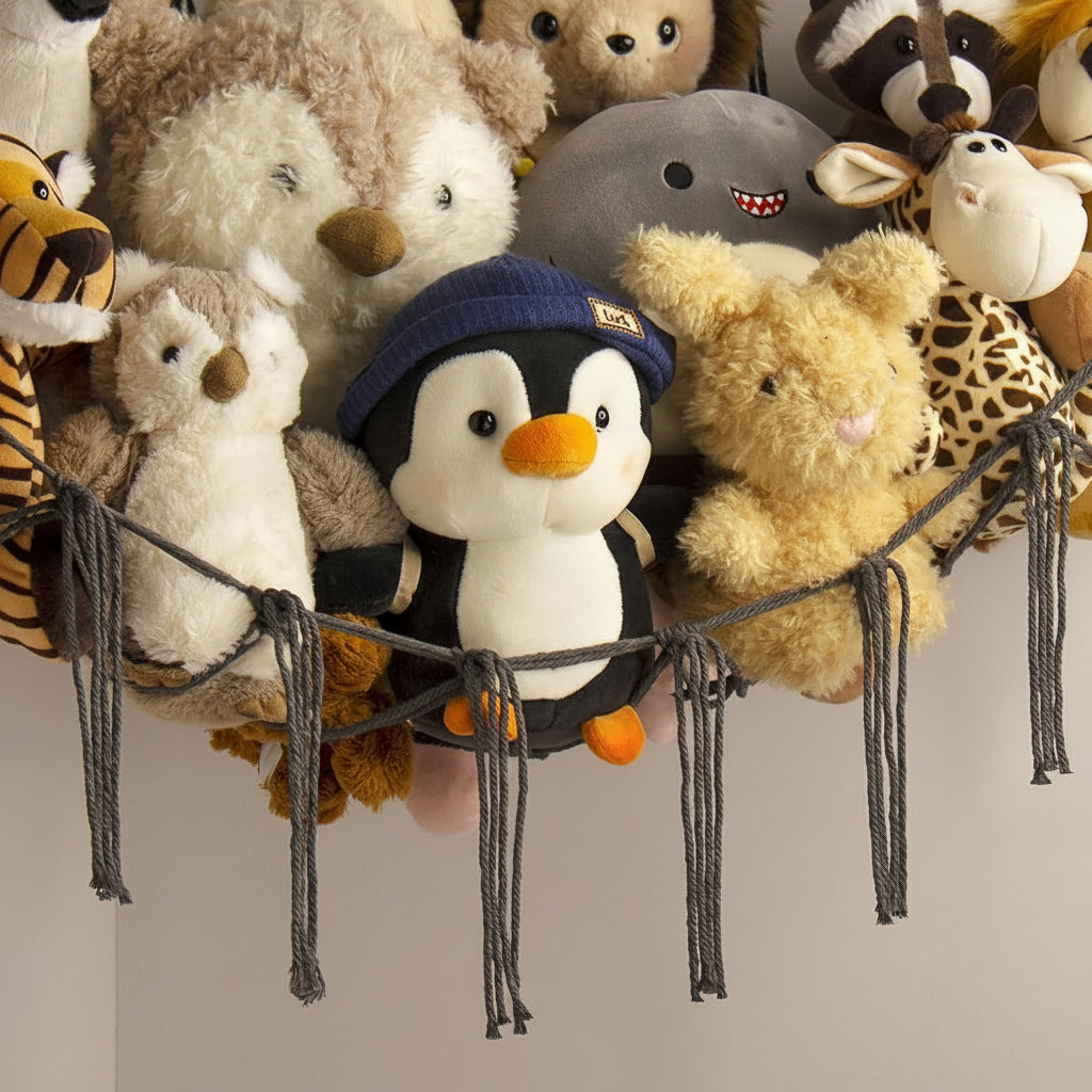 Macrame Hanging Toy Hammock Organizer For Stuffed Animals | Temsk