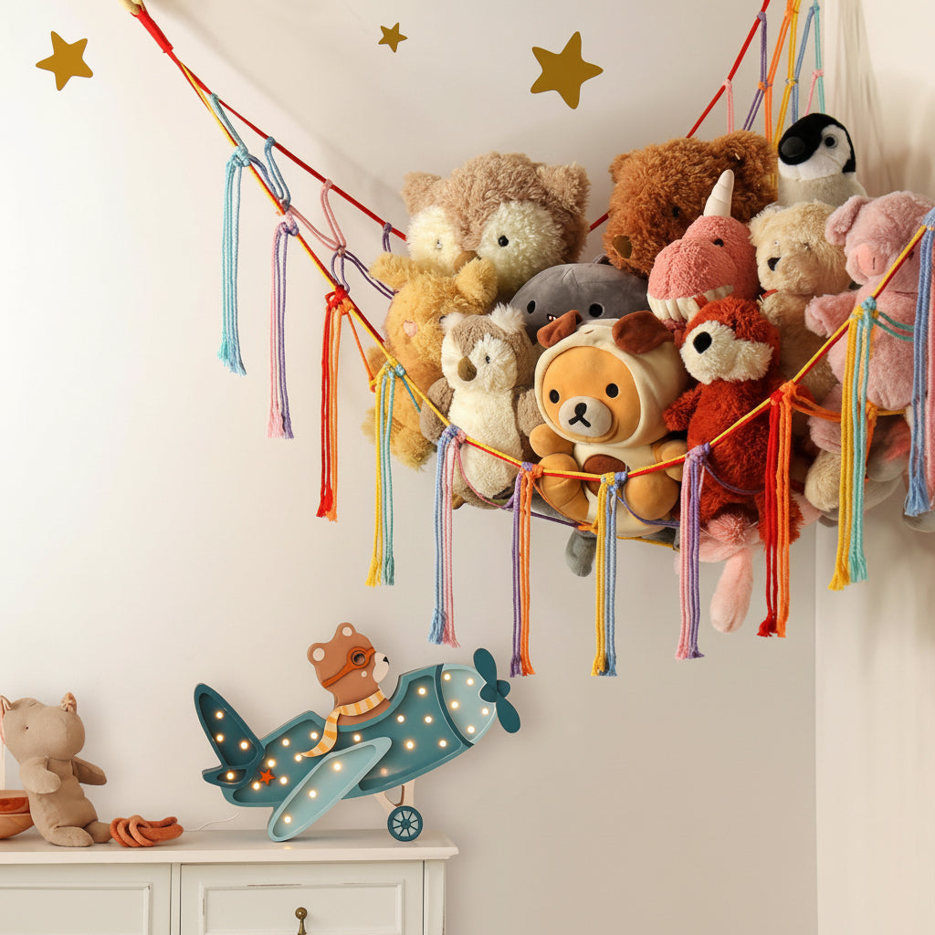 Macrame Hanging Toy Hammock Organizer For Stuffed Animals | Temsk