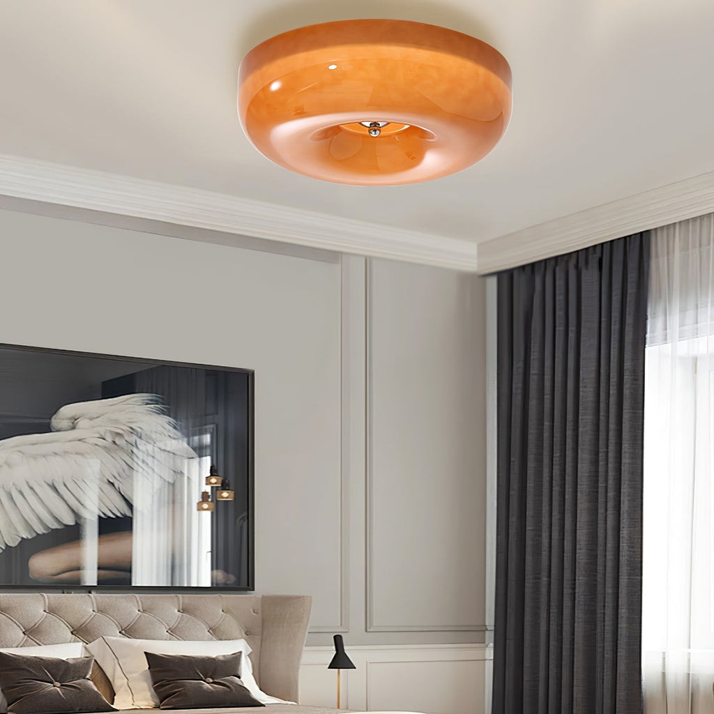 Swirl Glass Ceiling Lamp With Metal Frame Dimmable LED White Coffee Beige 32 40 46 Cm | Temsk