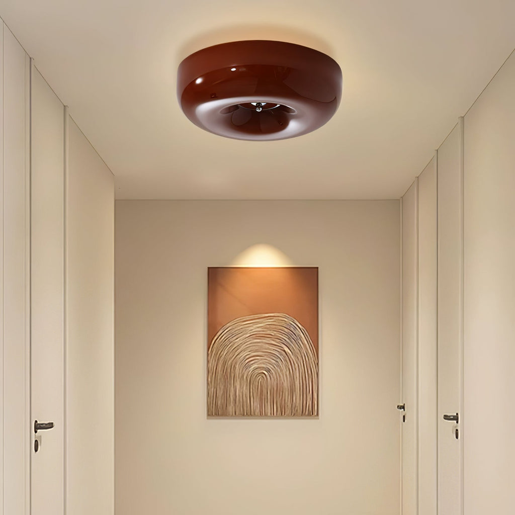 Round Glass LED Ceiling Light In White Metal Finish For Living Room Bedroom And Hallway | Temsk