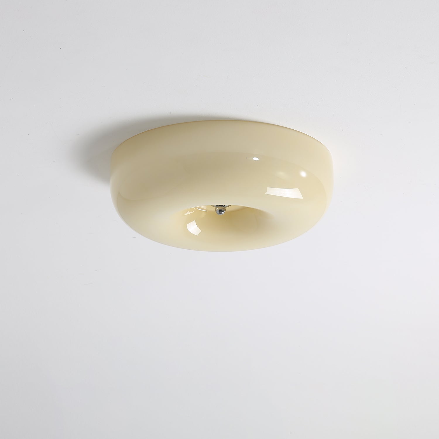 Round Glass LED Ceiling Light In White Metal Finish For Living Room Bedroom And Hallway | Temsk