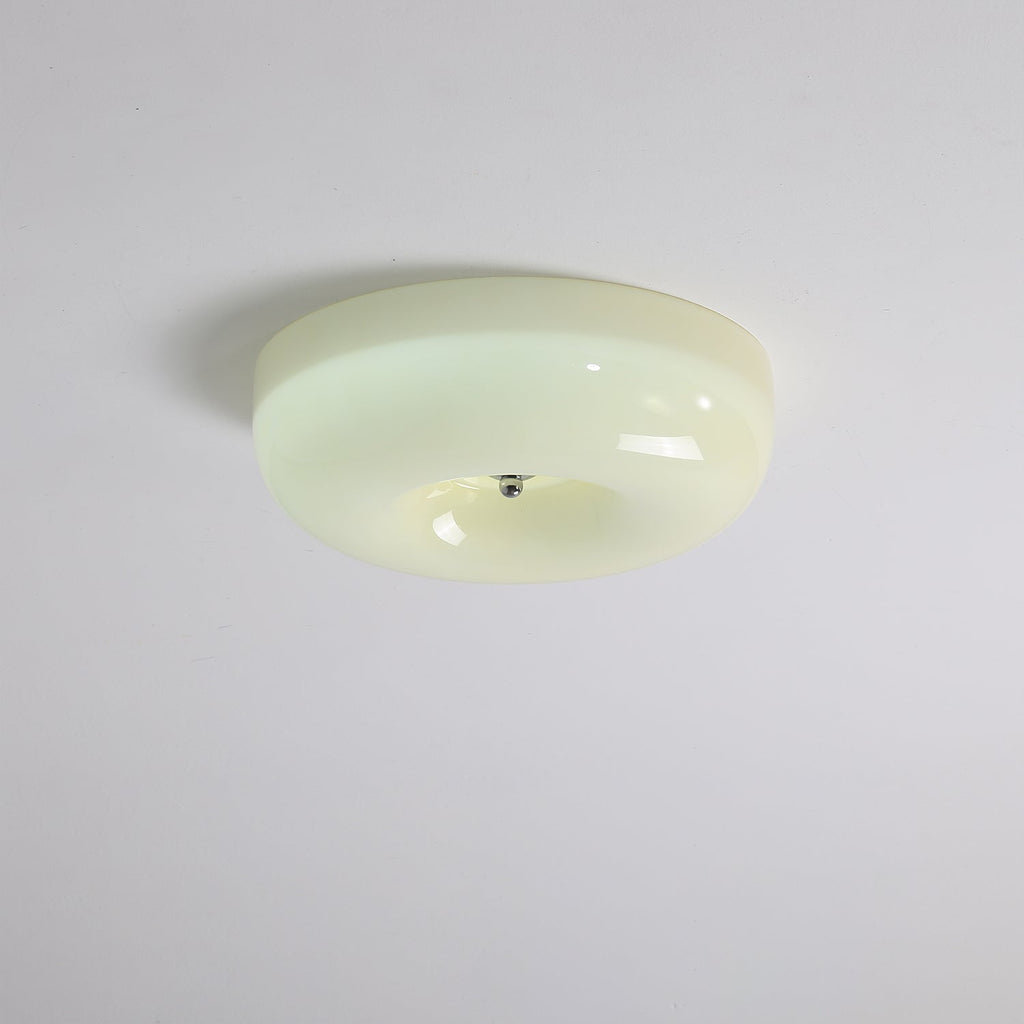Round Glass LED Ceiling Light In White Metal Finish For Living Room Bedroom And Hallway | Temsk