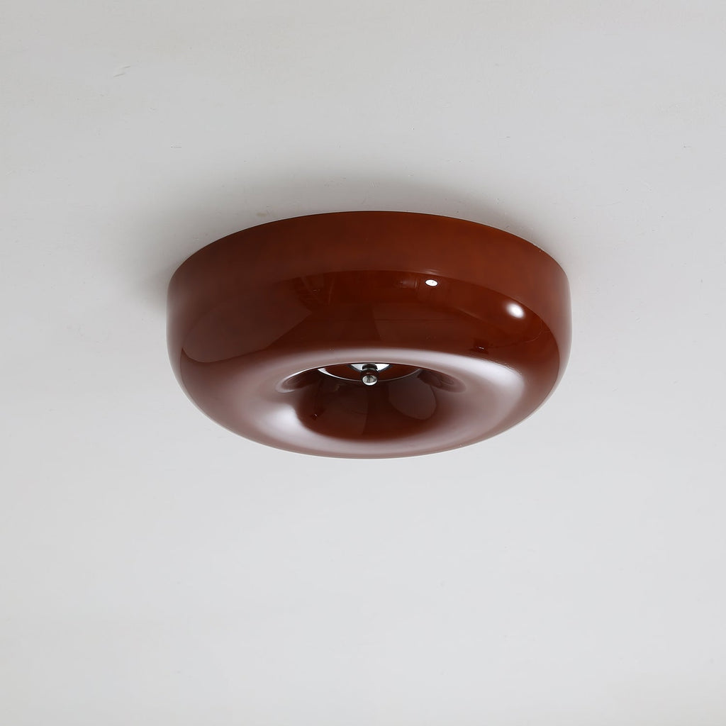 Round Glass LED Ceiling Light In White Metal Finish For Living Room Bedroom And Hallway | Temsk