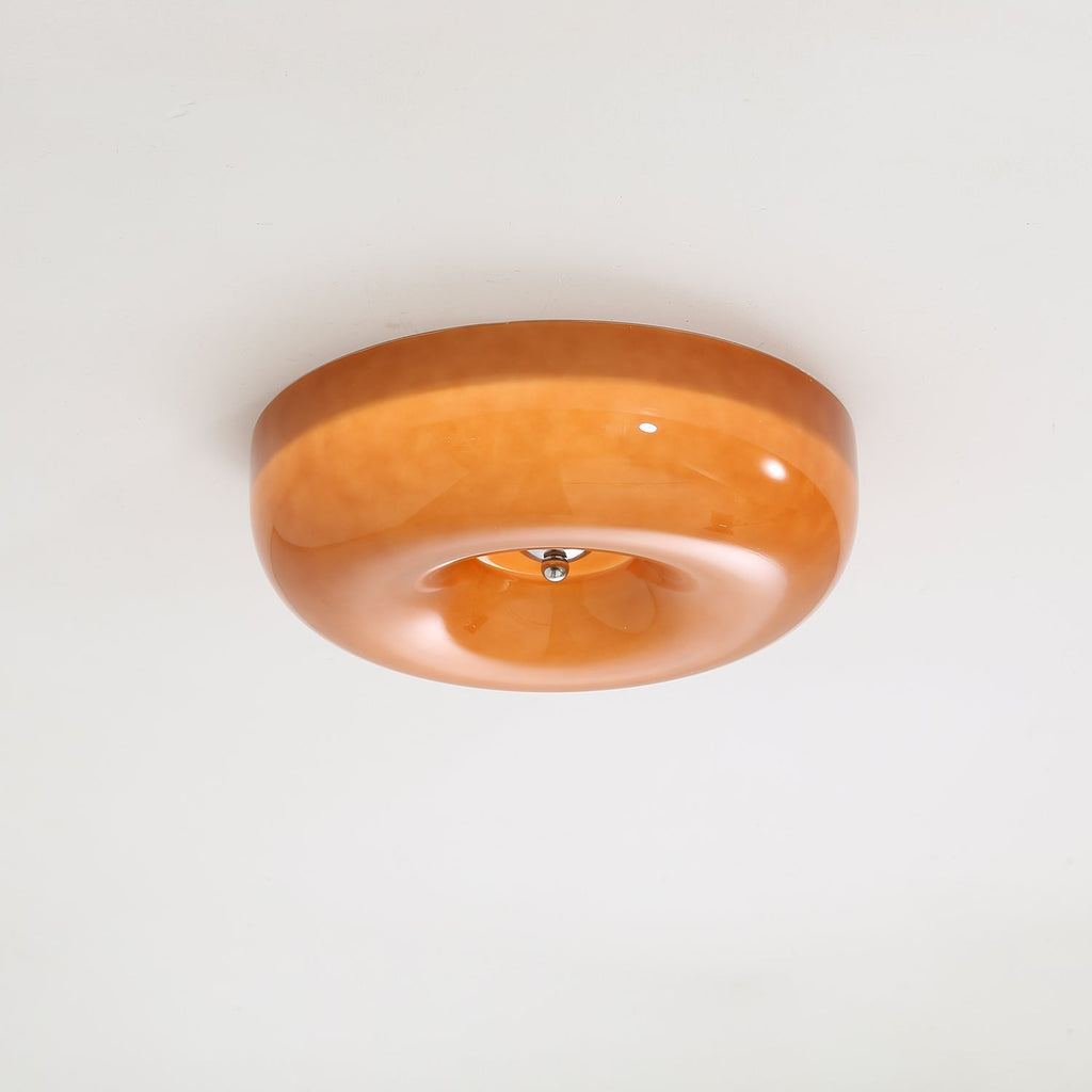 Swirl Glass Ceiling Lamp With Metal Frame Dimmable LED White Coffee Beige 32 40 46 Cm | Temsk