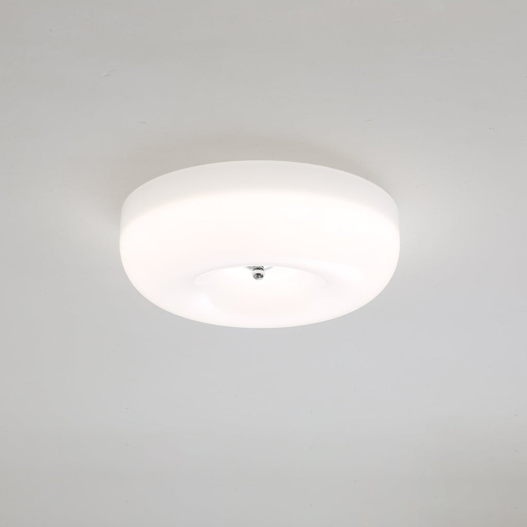 Round Glass LED Ceiling Light In White Metal Finish For Living Room Bedroom And Hallway | Temsk