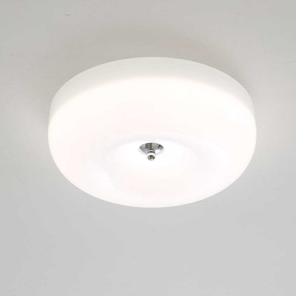 Round Glass LED Ceiling Light In White Metal Finish For Living Room Bedroom And Hallway | Temsk