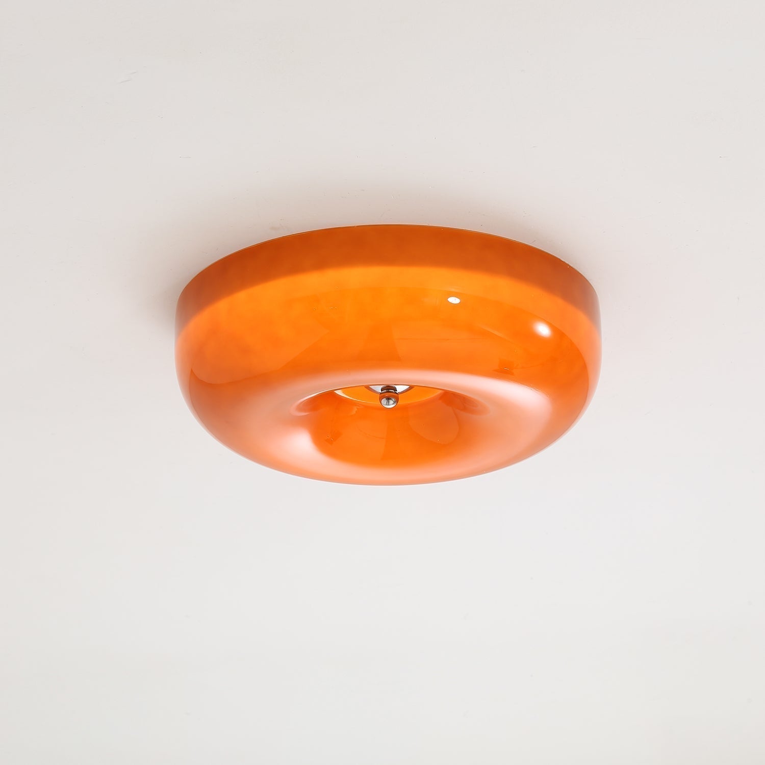 Round Glass LED Ceiling Light In White Metal Finish For Living Room Bedroom And Hallway | Temsk