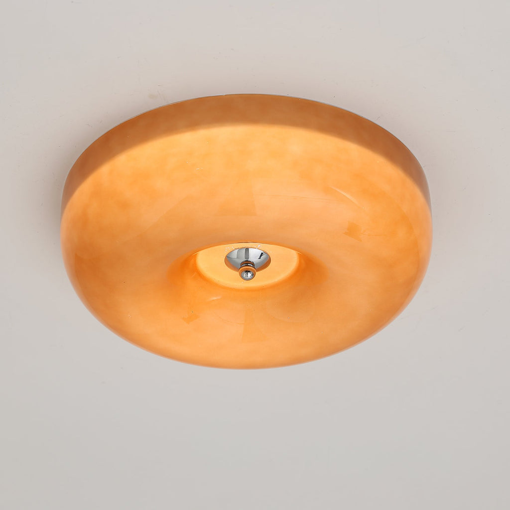 Swirl Glass Ceiling Lamp With Metal Frame Dimmable LED White Coffee Beige 32 40 46 Cm | Temsk