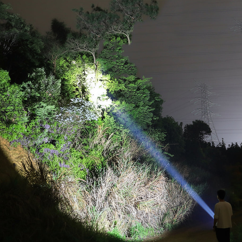 Rechargeable LED Tactical Flashlight With Aluminum Body For Outdoor Use | Temsk