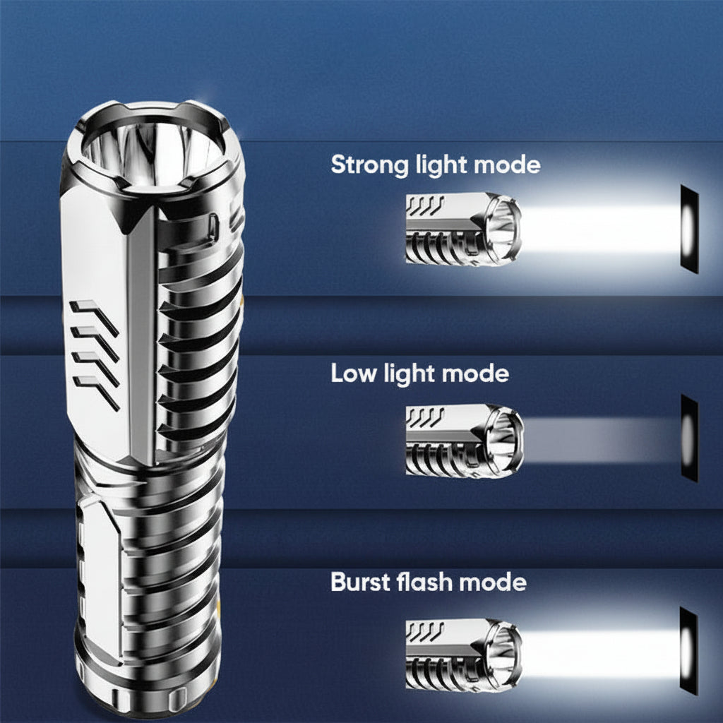Rechargeable LED Tactical Flashlight With Aluminum Body For Outdoor Use | Temsk