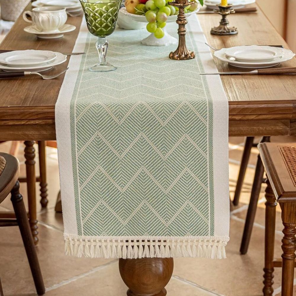 Aurelia Home Premium Woven Table Runner In Sandstone With Elegant Pattern | Temsk