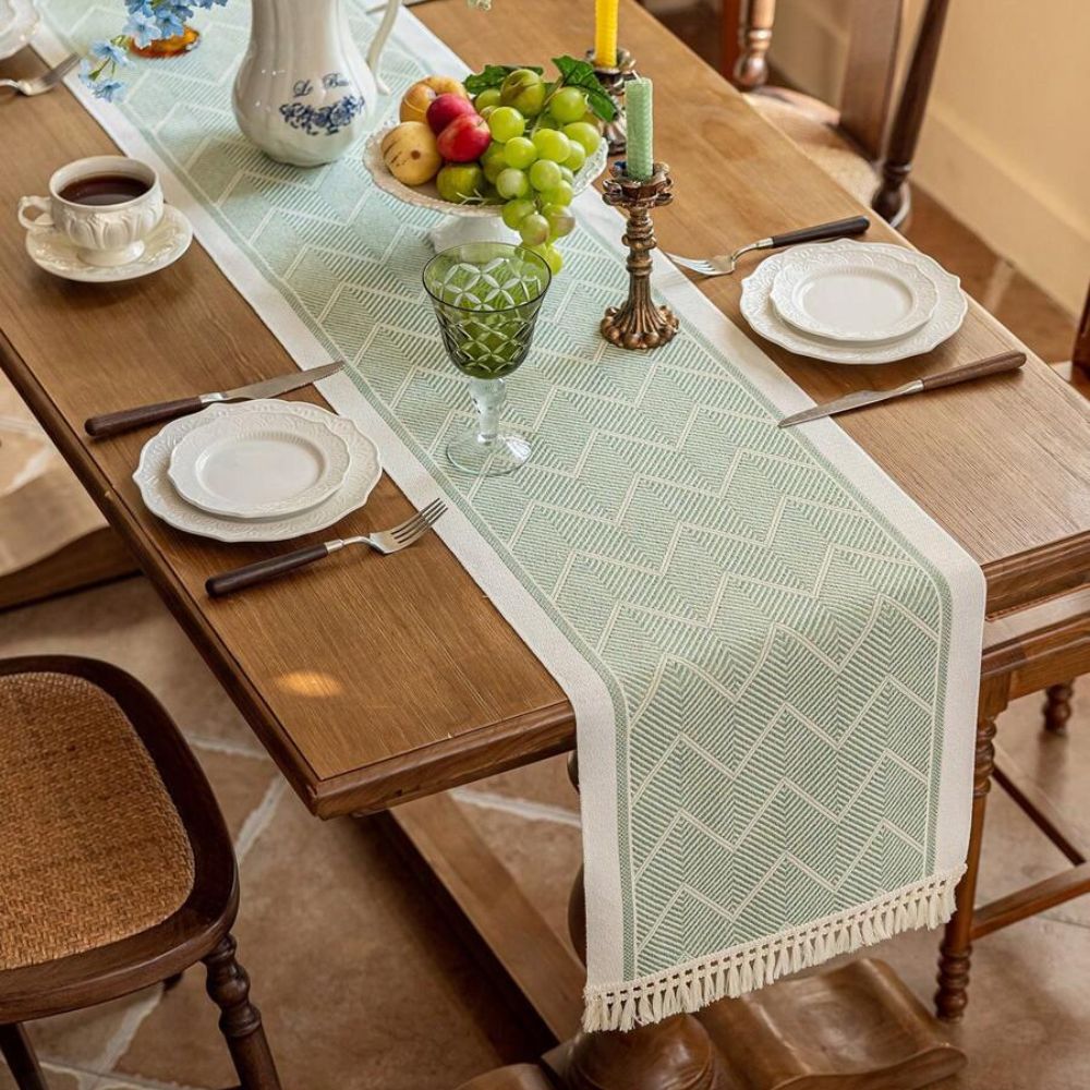 Aurelia Home Premium Woven Table Runner In Sandstone With Elegant Pattern | Temsk