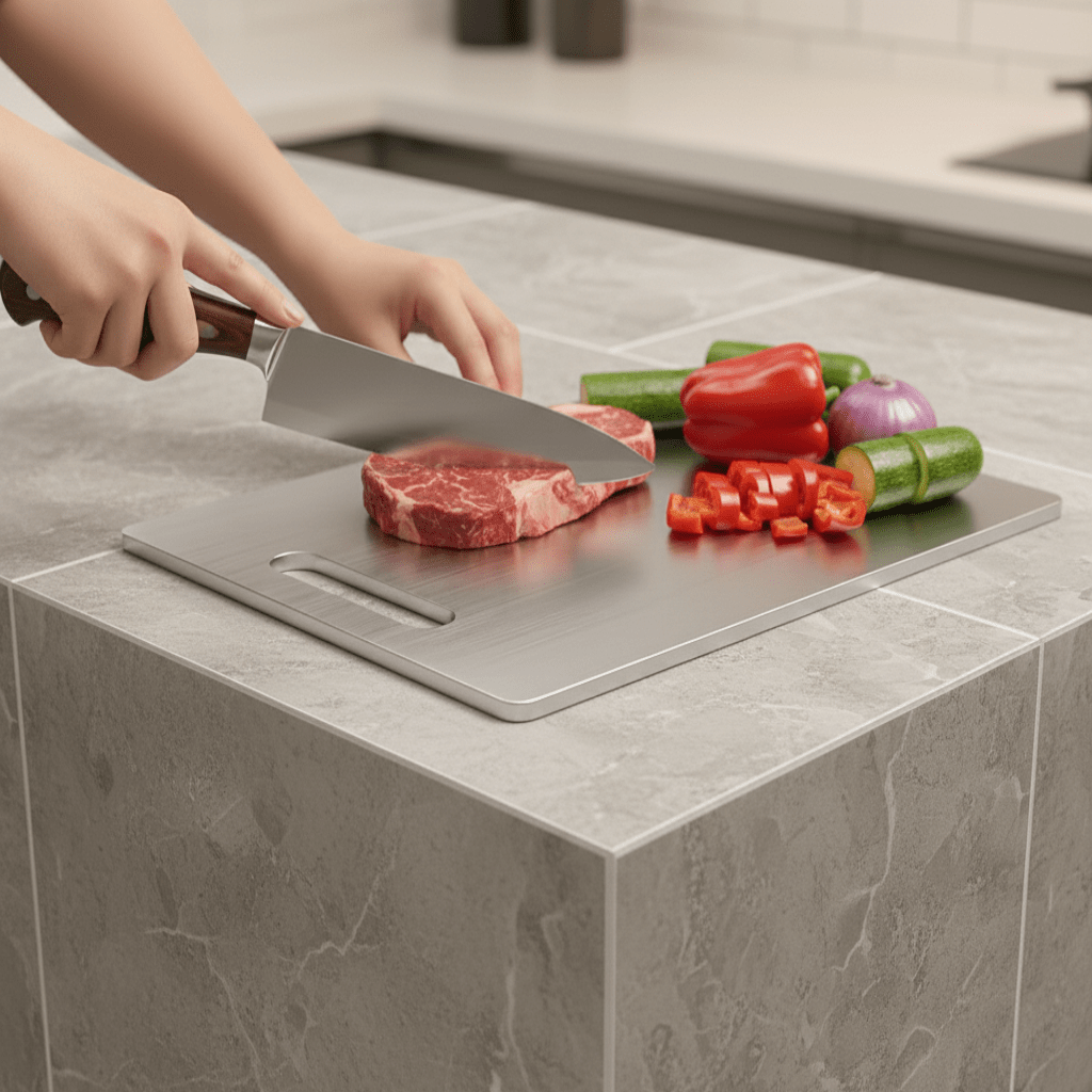 AeroStone Titanium Stainless Steel Cutting Board for Clean and Hygienic Preparation | Temsk