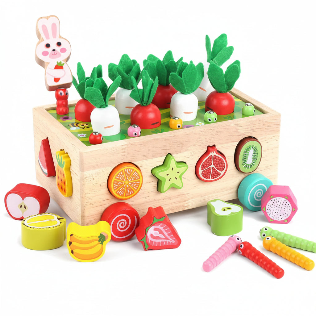 Montessori Bauernhof-Spielset aus Holz für frühes Lernen und Feinmotorik | Temsk