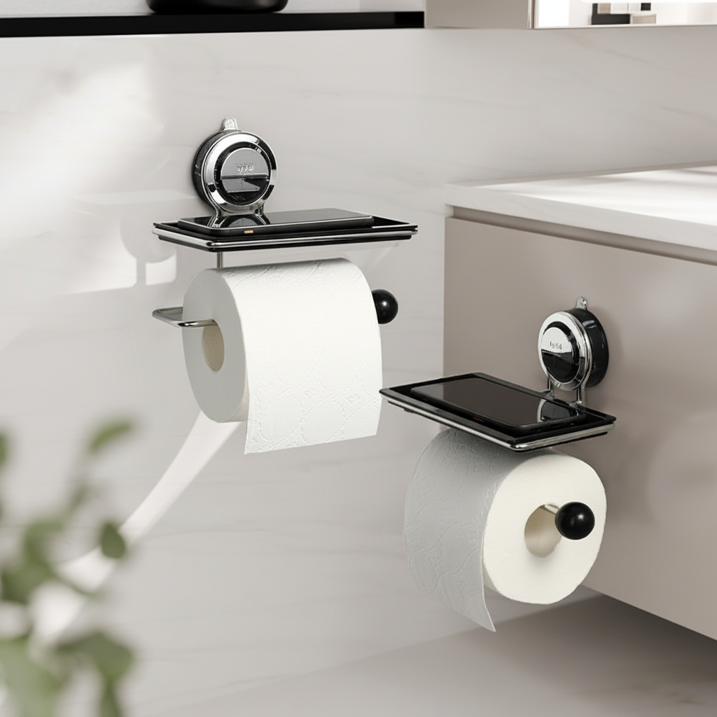 Stainless Steel Adhesive Roll Holder For Bathroom Wall | Temsk