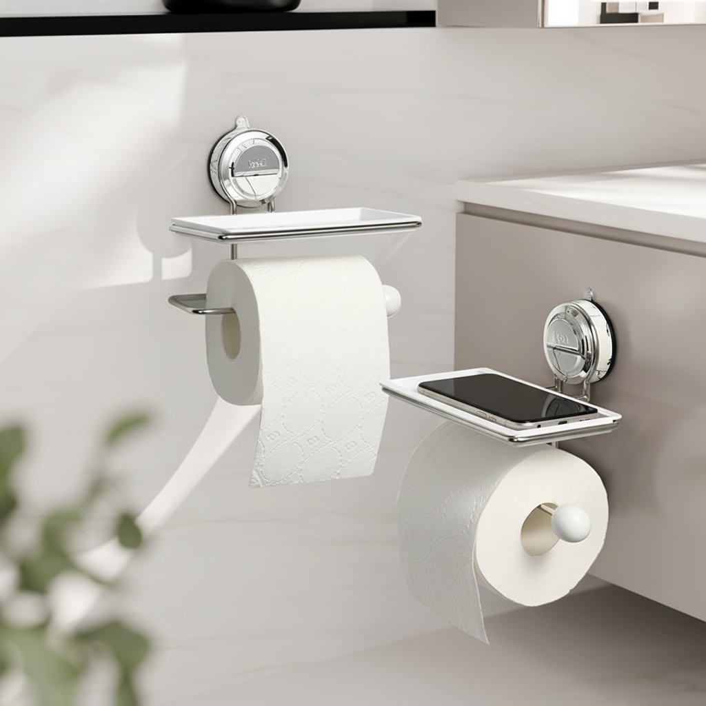 Stainless Steel Adhesive Roll Holder For Bathroom Wall | Temsk