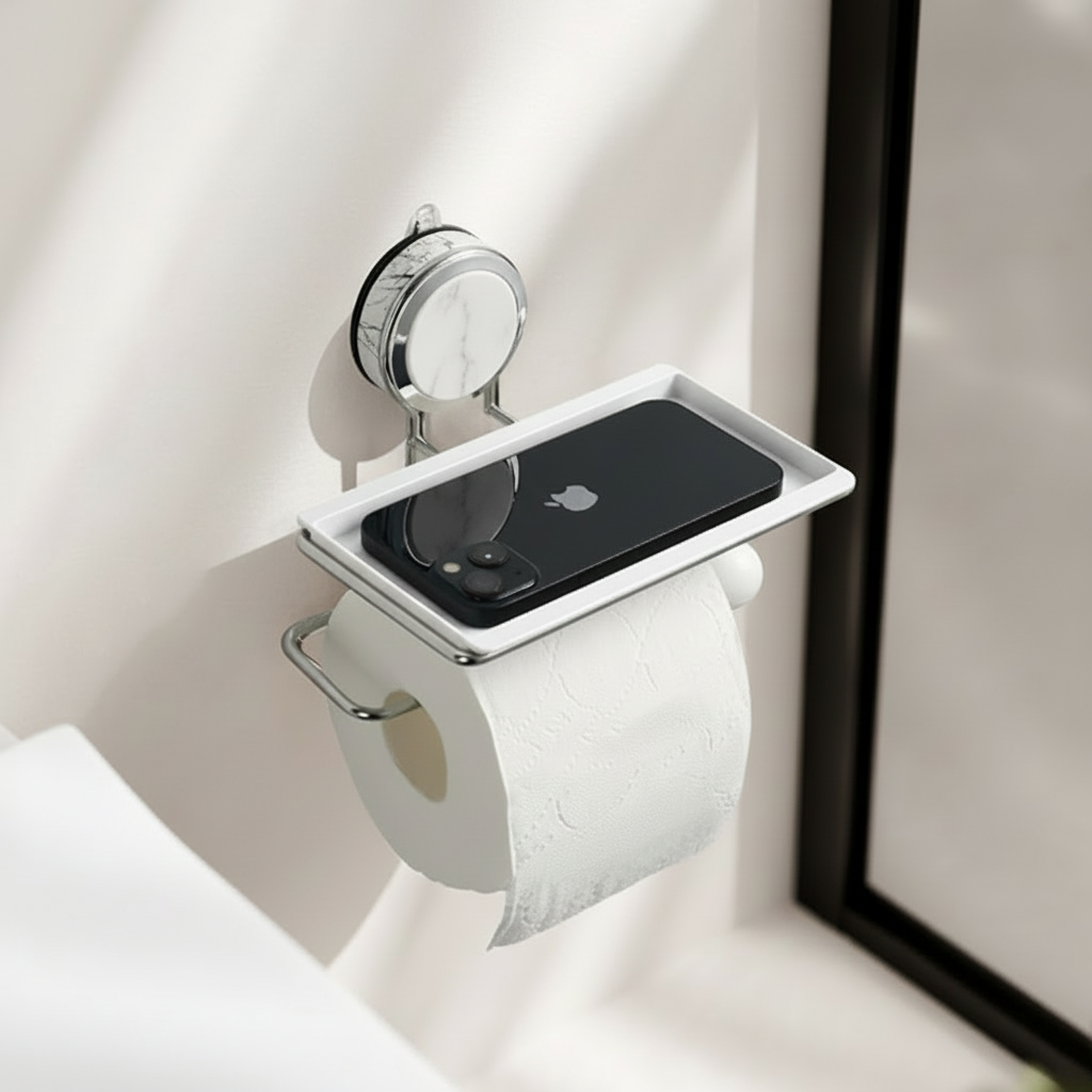 Stainless Steel Adhesive Roll Holder For Bathroom Wall | Temsk