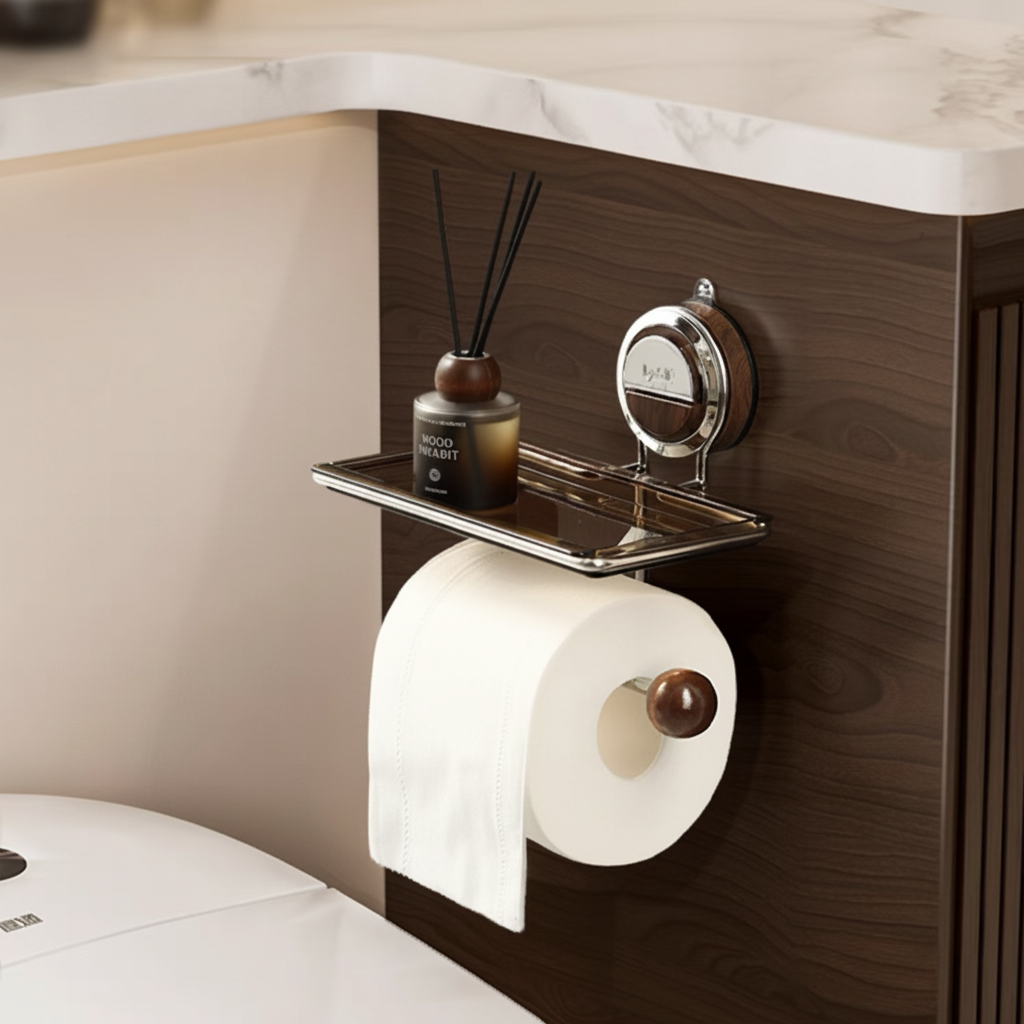 Stainless Steel Adhesive Roll Holder For Bathroom Wall | Temsk