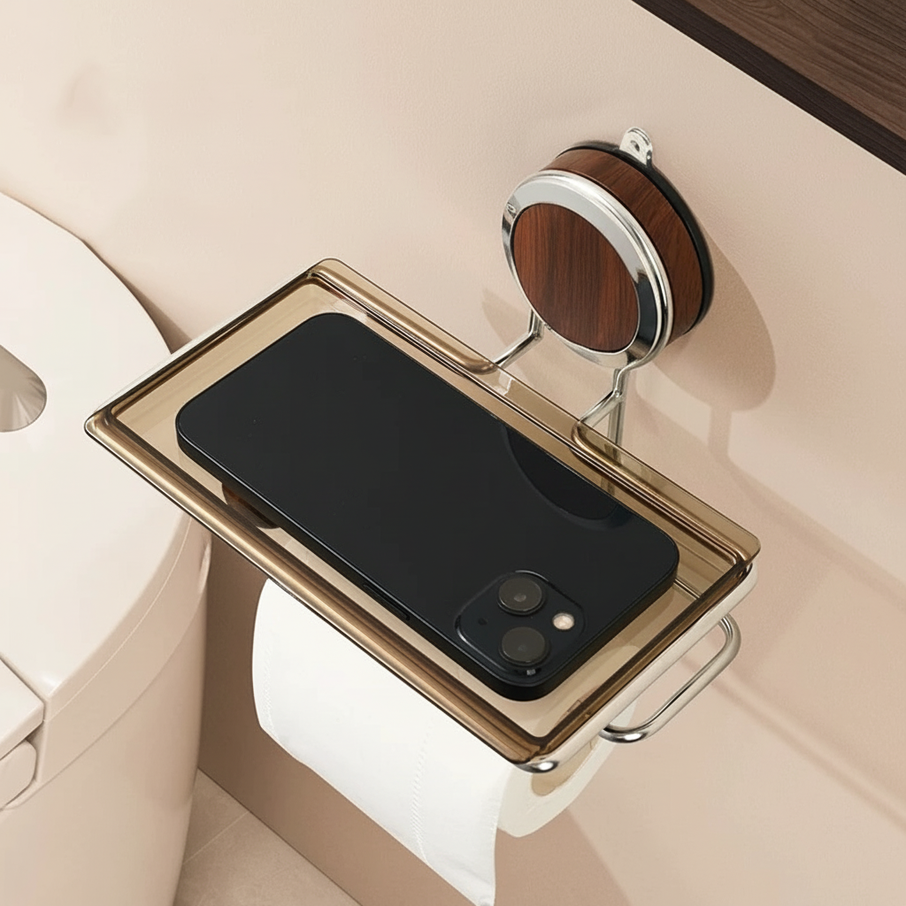 Stainless Steel Adhesive Roll Holder For Bathroom Wall | Temsk