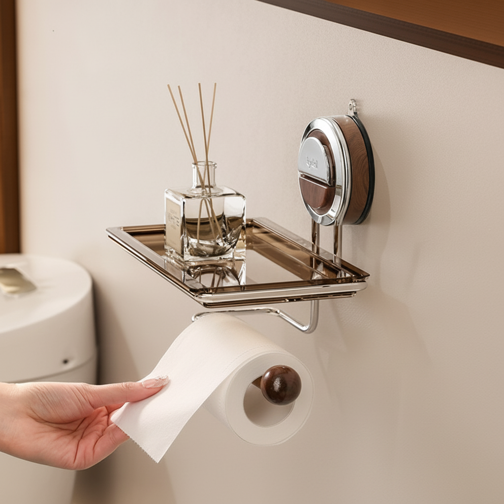 Stainless Steel Adhesive Roll Holder For Bathroom Wall | Temsk
