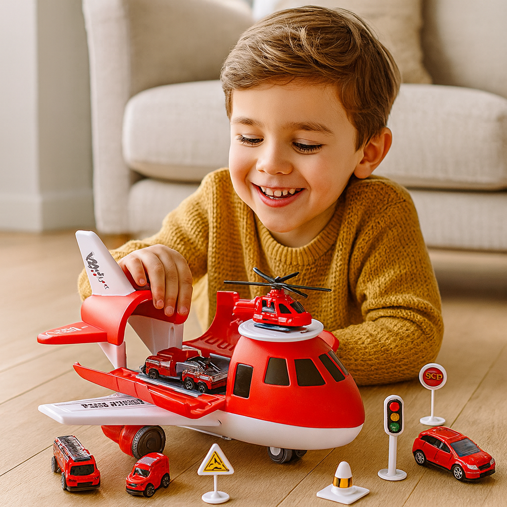 Airplane and Vehicle Transport Playset for Kids With Imaginative Travel Adventures | Temsk