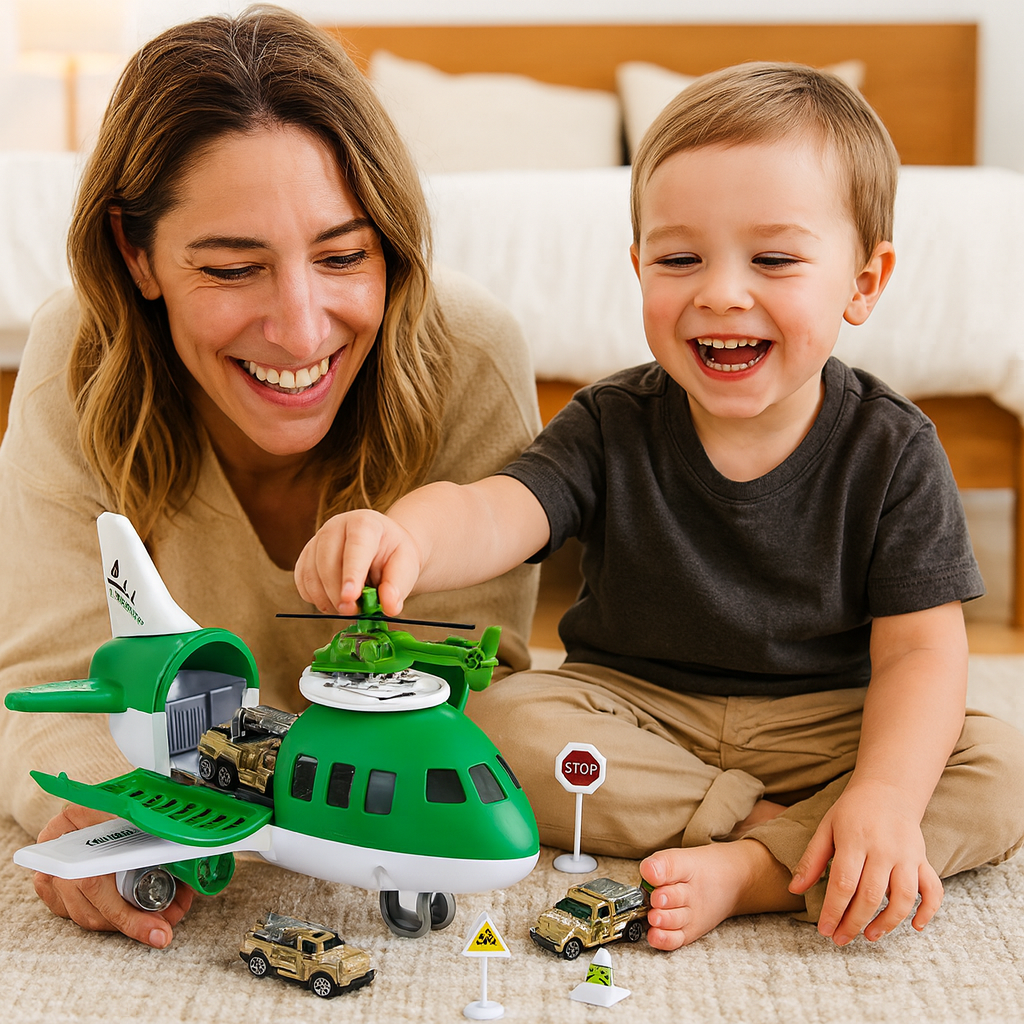 Airplane and Vehicle Transport Playset for Kids With Imaginative Travel Adventures | Temsk