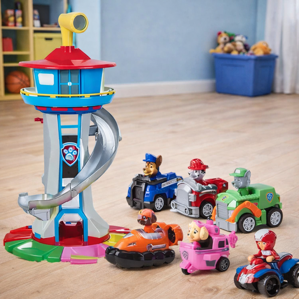 Indoor Kids Playset With Slide Tower And Cars And Figures | Temsk