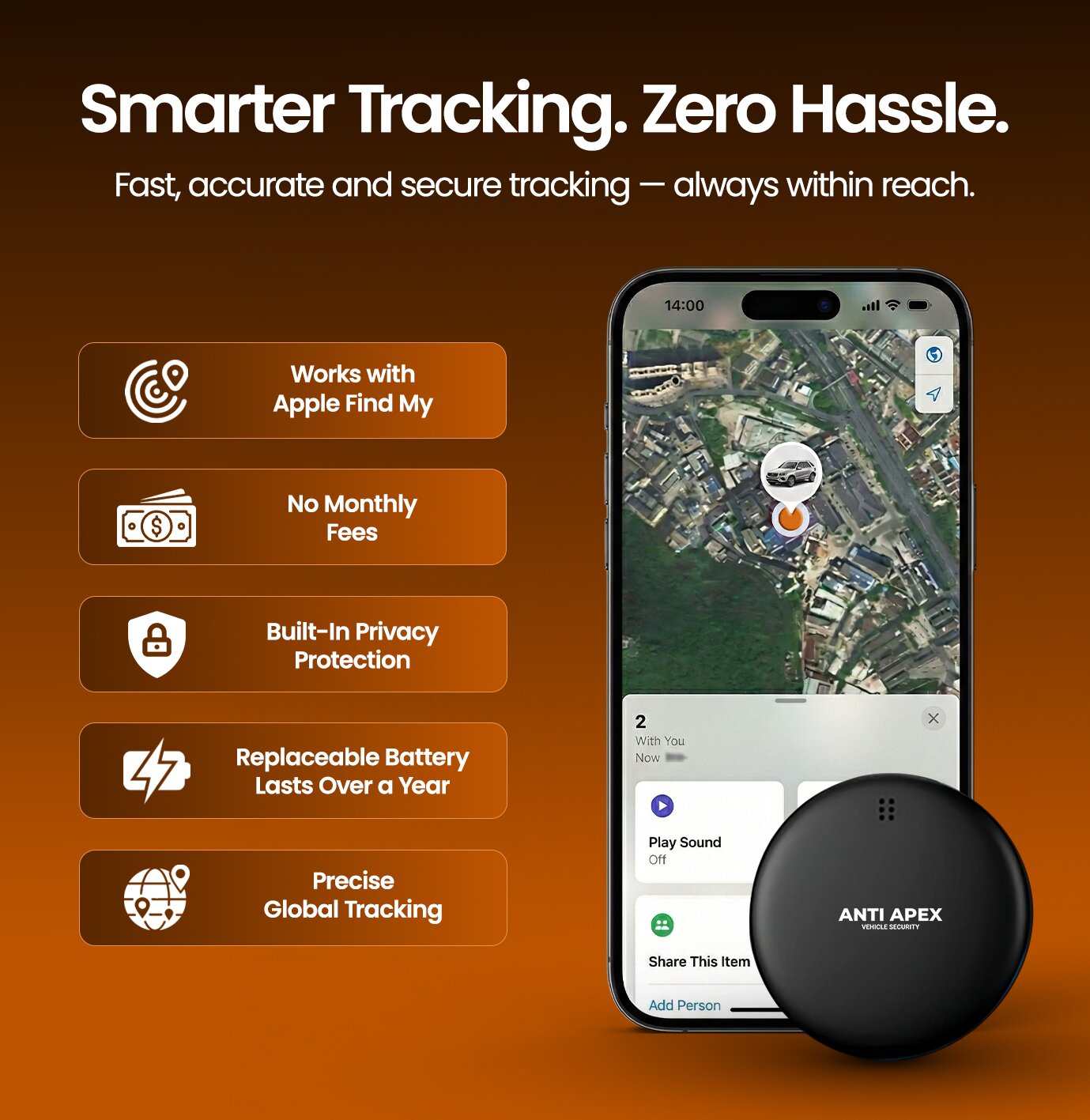 Magnetic GPS Vehicle Tracker with App Tracking | Temsk