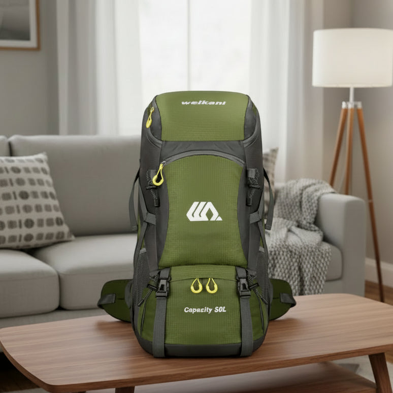 TrailFlex 50L Hiking Backpack With Breathable Back Panel And Shoe Compartment | Temsk